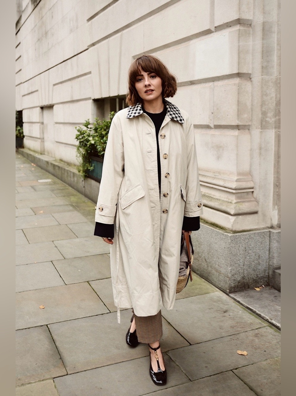 Barbour x Alexa Chung Glenda gingham trench coat in mist